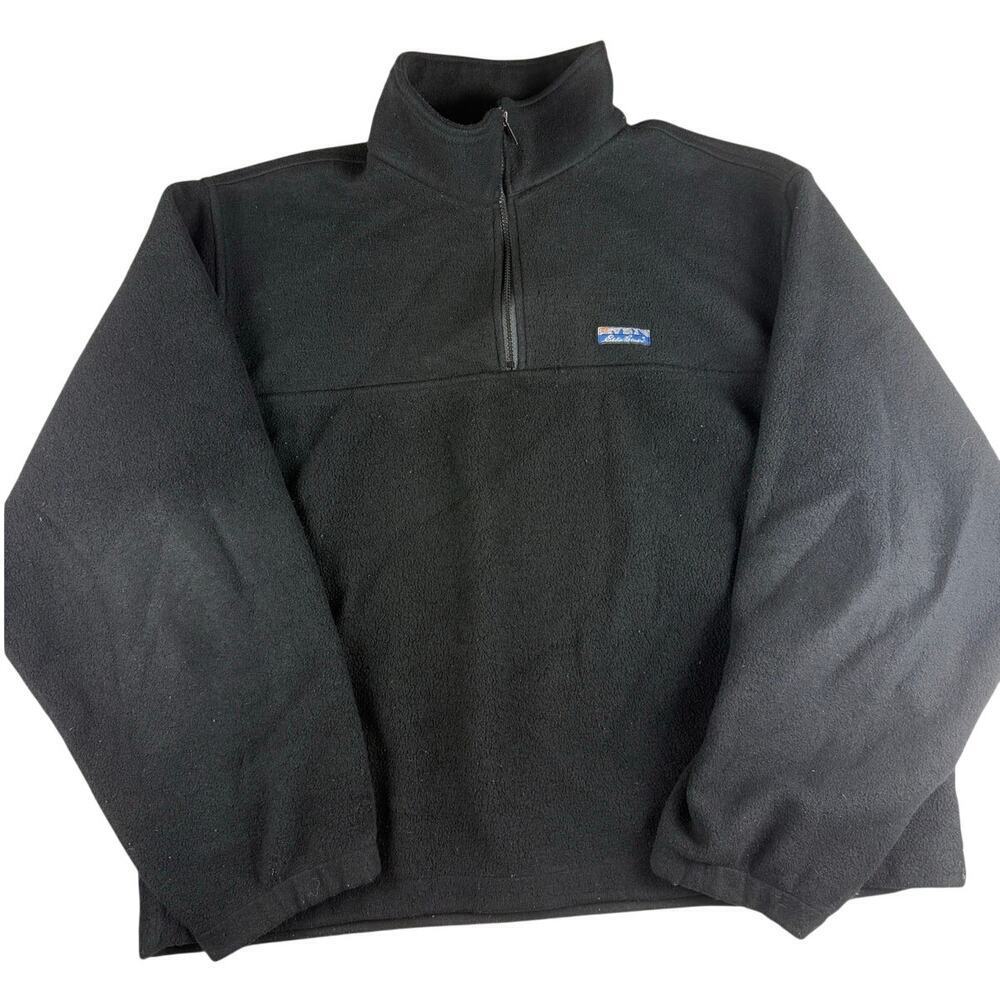 Vintage Eddie Bauer Black Quarter-Zip Fleece Jacket XL
